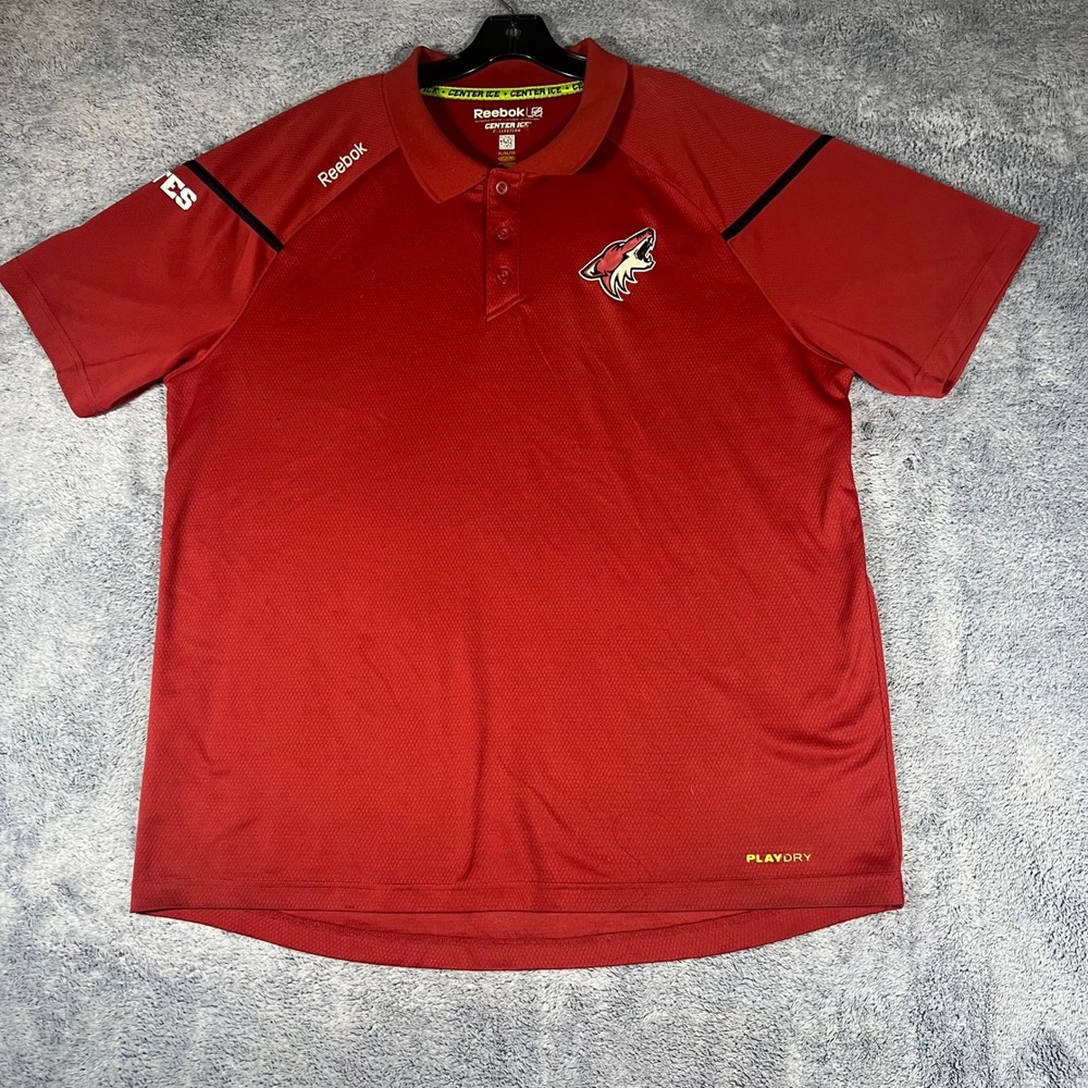 Reebok Arizona Coyotes NHL Center Ice Polo Shirt Mens XL Red PlayDry Mesh Top